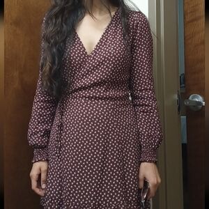 Abercrombie & Fitch Maroon Patterned Long Sleeve Dress
